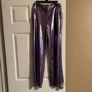 Sincerely Jules Metallic Purple High-Rise Straight Leg Pants - NWT
